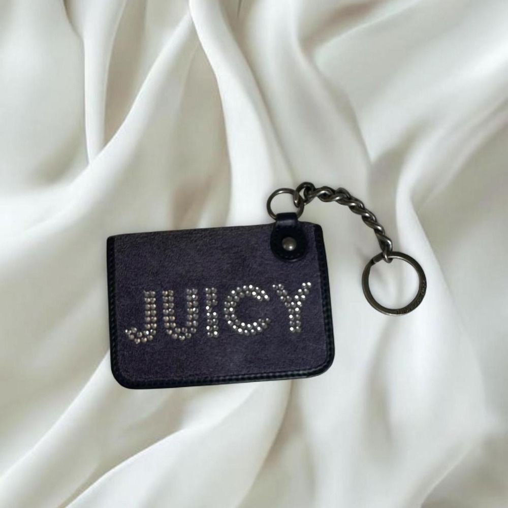 Juicy Couture purple velour rhinestone card holder keychain y2k vintage mcbling